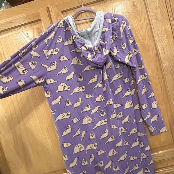 MeUndies Women's Seal Print Hooded Pajama Jumpsuit One Piece Sleepwear - Picture 7 of 11